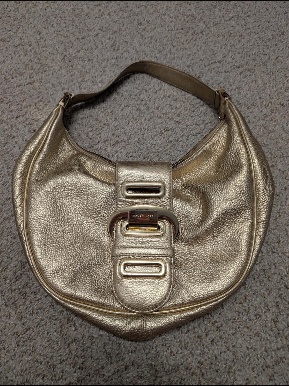 Michael Kors Metallic Gold Leather Hobo  Shoulder Bag